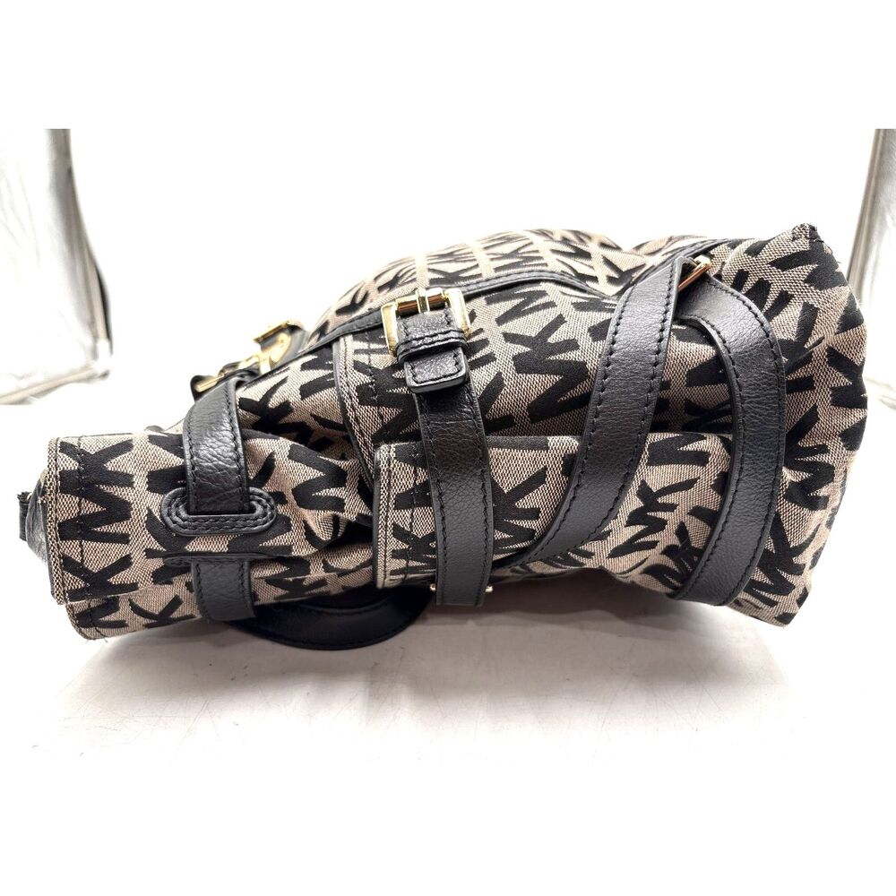 EUC Michael Kors Gansevoort Signature Monogram Canvas Black Beige Large Tote Bag - Picture 6 of 7